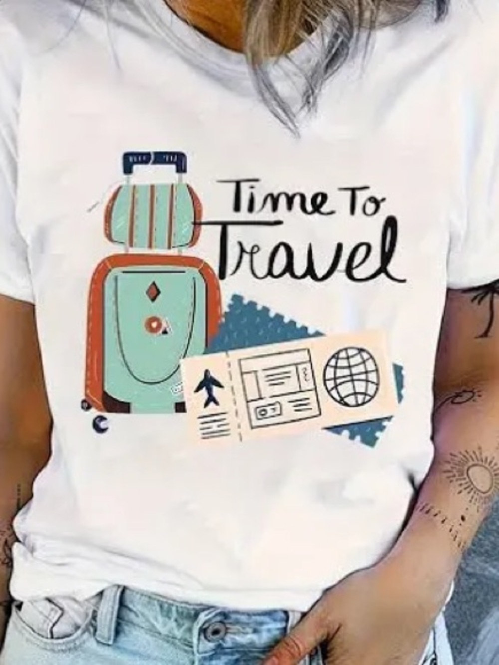 Time to Travel Casual T-Shirt Women’s Size XL New
